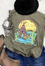 Load image into Gallery viewer, The Sunset TeePee Tee in Olive S-XL
