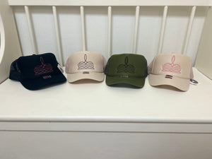 The Boot Stitch Trucker Hat Black-Pink