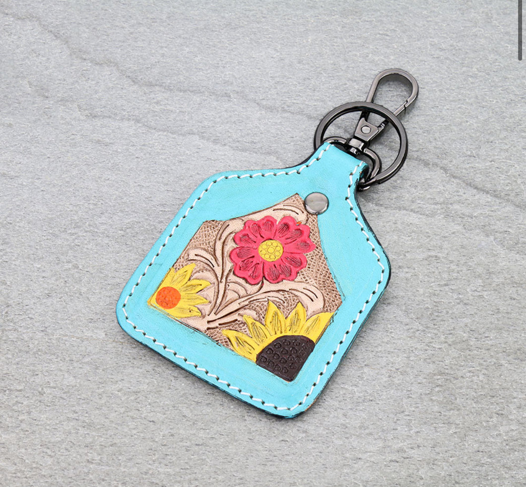 The Prairie Turquoise Tooled Key Chain