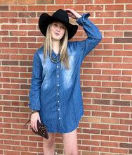 Load image into Gallery viewer, The Hillsboro Denim Button-Down Dress S-L
