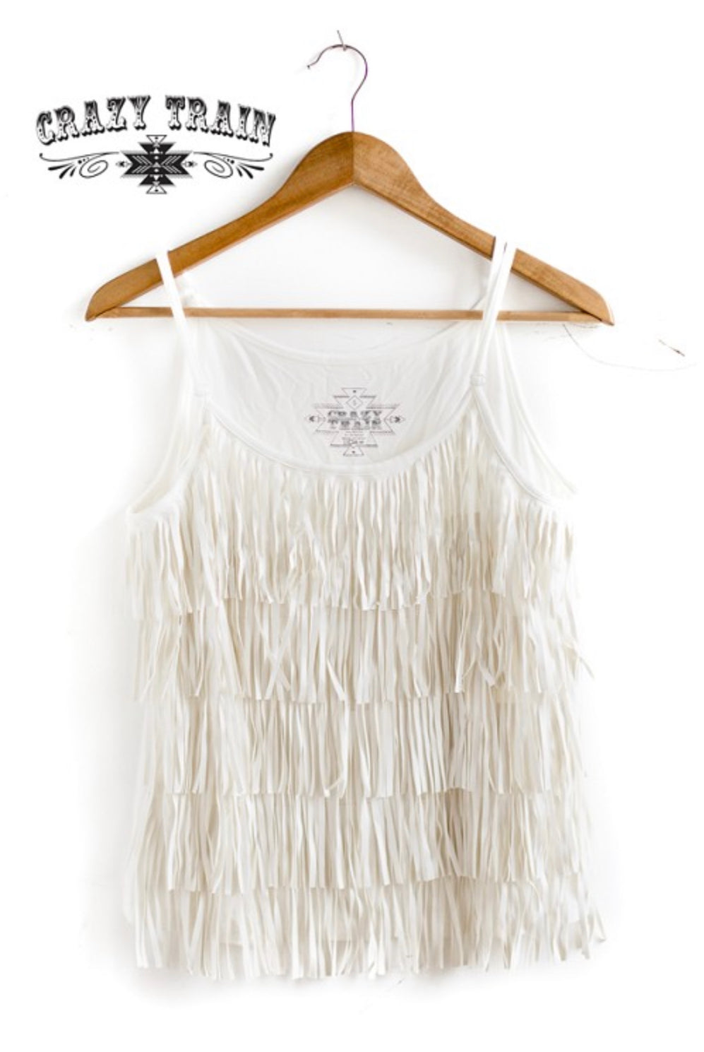 Feelin' Fringy White Tank XS-3X